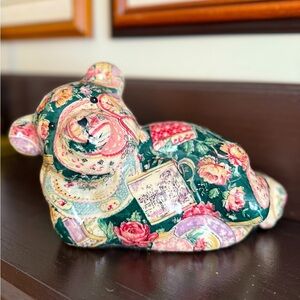 Vintage Decoupage Patchwork Teddy bear figurine